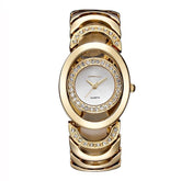 y elegante reloj de acero con diamantes para mujer